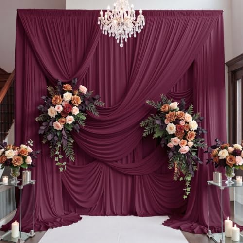 20ft×15ft Burgundy Backdrop Curtain for Wedding Parties - Image 2