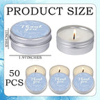 MTLEE 50 Pcs Blue Floral Thank You Candles Baby Shower Wedding Favors - Image 6
