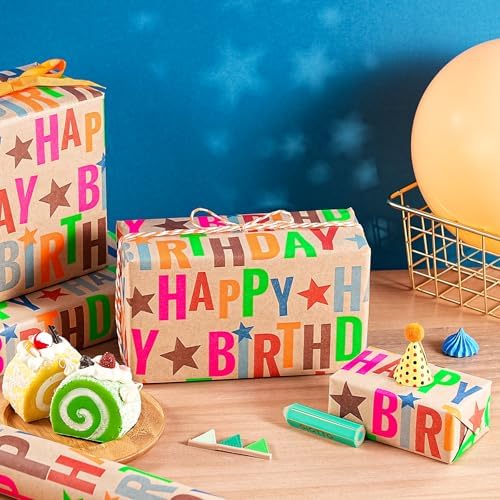 WRAPAHOLIC Jumbo Birthday Wrapping Paper Roll - 30 Inch x 100 Feet Jumbo Roll Colorful Happy Birthday Wrapping Paper for Girls Boys Kids, Baby Shower, Party - Image 6