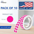 Perco Neon Pink Perforated Round Circle Dot Sticker 1/2-Inch Labels — 10 Rolls, 30,000 Stickers - Parties, Invitations for Highlights & Decorative Accents, Strong Adhesive - Made in USA - Image 2