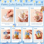 Funnymoom 24 Sets Baby Shower Bottles Favors for Guests Glass 100 ml Milk Jar with Ribbons and Stickers Decorations for Gender Reveal Newborn Centerpiece Party Favor(Dusty Blue,Baby) - Image 5