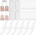 Clear Candy Bar Party Supplies Kit, 60 White Pattern Cellophane Treat Bags, 12 Clear Plastic Mini Candy Scoops & Food Tongs for Wedding Baby Shower Dessert Table by Unknown