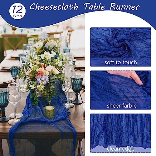 35x120 Inch Royal Blue Cheesecloth Table Runner Wedding Birthday Decor - Image 4
