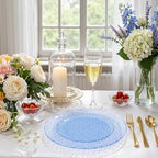 Festiva 60PCS Clear Blue Plastic Plates - Heavy Duty Weave Pattern Fancy Disposable Plates -serve for 30 guests Include 30PCS 10" & 30PCS 7" Plates for Birthday & Easter Party(Blue) - Image 5