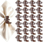 24PCS Western Party Decorations Cowboy Boot Napkin Rings Rustic Farmhouse Western Napkin Holder Metal Tissue Rings Buckles Cowboy Birthday Party Supplies by EYNDYN