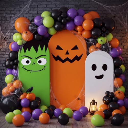 Moukeren 3 Pcs Halloween Arch Cover 4ft 5ft 6ft Pumpkin Ghost Theme by Moukeren