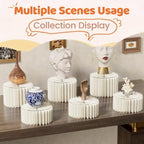 HeiMma 4 Pack Buffet Risers, FOLDABLE Accordion Food Display Risers for Dessert Table,Dessert Table Display Set, White Cardboard Cylinder Cake Cupcake Stands for Party, Multi-height, 12in Round - Image 6