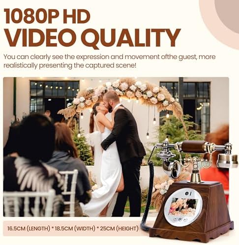 Video Audio Guest Book Wedding Phone,1080P HD Video Phone Guestbook, Preserve Your Special Occasions, Ideal for Wedding Bridal Shower, Birthday, Graduations, Baby Shower(Retro Brown) - Image 5