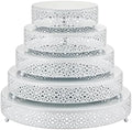 Wenqik 5 Pcs Metal White Cake Stand,16/14/12/10/8 in Round Cake Holder by Wenqik