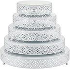 Wenqik 5 Pcs Metal White Cake Stand,16/14/12/10/8 in Round Cake Holder by Wenqik