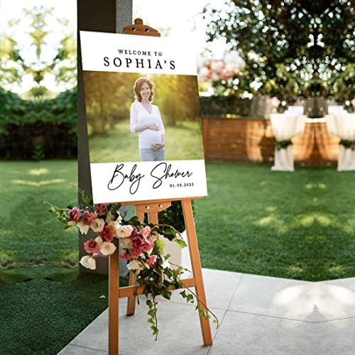 Andaz Press 16"x20" Personalized Canvas Baby Shower Welcome Sign, Custom Photo Modern Classic Gender Neutral Large Welcome Baby Shower Sign for Easel Stand, Baby Shower Decorations - Image 4