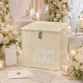 AerWo Beige Wedding Card Box with Lock, Acrylic Card Box for Wedding Decor by AerWo