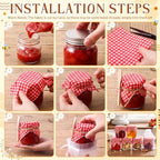 Funnymoom 16 Set 8.5 oz Glass Mason Jars with Lid Spoon Red Checkered Cloth - Image 4