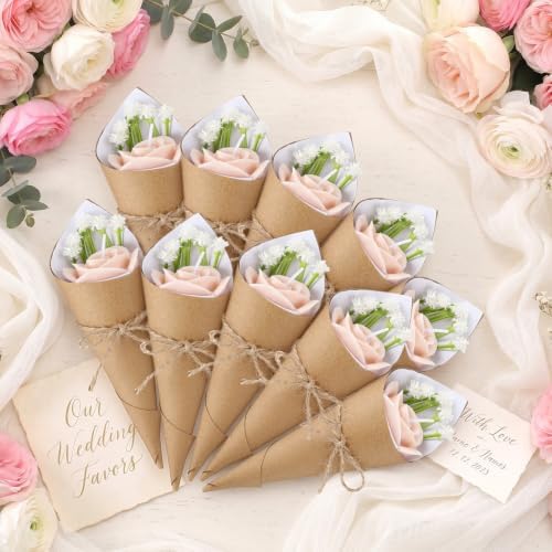 Conelist Brown 20 Pcs Rose Wedding Candles for Guests Mini Flower Shaped Candles Bouquet Floral Tealight Bulk Table Decor Gifts for Women Bridesmaid Bridal Shower Birthday Party Favors (Rose) - Image 5
