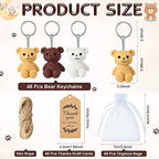 Roowest 48 Set Bear Party Favors Mini Bear Keychains Thank You Gifts - Image 3
