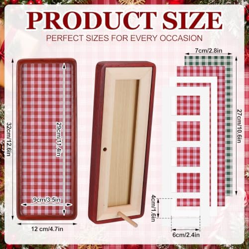 Lineshading 2 Pcs Wood Photo Strip Frames 12×4 Inch, Red Green Plaid - Image 3