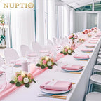 NUPTIO Flower Wreath for Table Centerpieces: 9.05 Inch Small Pink & White Candle Rings 10 Pcs for Wedding Party Christmas Decorations - Rose Wreaths for Spring Summer Front Door Porch Decor - Image 2