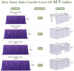 Partisky Purple Polyester Table Skirt for Rectangle Tables 14ft, Wrinkle Resistant Pleated Ruffle Table Cloth for Banquet Wedding Trade Baby Shower Display Gift Dining Table - Image 6