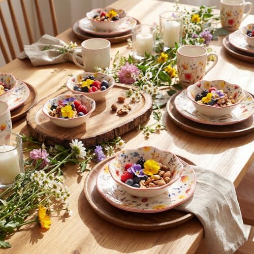 SiliFine 12 Pcs Wildflower Ceramic Bowls, 3.3" - Image 3