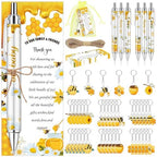 145 Pieces Bee Baby Shower Favors for Guest Honeycomb Ballpoint Pens and Keychains Gifts Bulk Retractable Honey Baby Shower Party Pens Gender Reveal Greeting Cards Souvenirs Prizes by EYNDYN