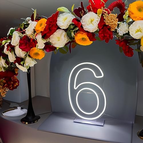 LED Neon Signs Number 6 Birthdays Decor Neon Lights Party USB Plus Battery Case Light up your baby's birthday with our Neon Number Six Sign (Number 6) - Image 4