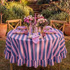 Tudomro Striped Tablecloth, Round, Peony, Slate Blue, 60'' X 60'' - Image 6