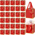 Yeaqee 50 Pcs Mini Paper Gift Bags with Handles Tag, Red, Gold by Yeaqee