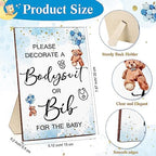 Roowest 35 Pcs Baby Shower Bibs Game with Bib Bodysuit Marker, Bear - Image 2