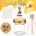 Funnymoom 30 Set 2.5oz Plastic Mini Honey Jars with Wooden Dipper and Muslin Cloth Covers Honey Jars with Gold Lids Hang Tags Decorative Jute Rope for Wedding Birthday Party (Classic) - Image 2
