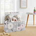 Sweet Jojo Designs Grey Watercolor Floral Girl Small Fabric Toy Bin Storage Box Chest For Baby Nursery or Kids Room - Blush Pink Gray and White Shabby Chic Rose Flower Farmhouse - Image 2