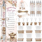 289 Pieces Highland Cow Baby Shower Favors for Guest Party Ballpoint Pens and Keychains Gifts for Boys Bulk Retractable Baby Shower Pens Gender Reveal Thank You Cards Souvenirs Prizes by EYNDYN