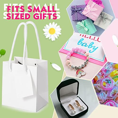 Zhehao 50 Pack Mini Gift Bags Bulk with Handles and Tags,White - Image 4