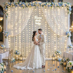 10×12ft White Tulle Backdrop Curtain with Lights String for Parites Sheer Fabric Backdrop Curtains White Curtain Backdrop for Wedding Baby Shower Birthday Party Bridal Shower Photo Shoot Background - Image 5
