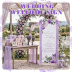 Floral Wedding Welcome Sign Stand with Satin Ribbon(Purple) - Image 2