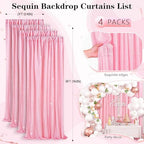 Pink Sequin Backdrop Drapes 4 Panels 2FTx8FT Glitter Backdrop Curtains - Image 4