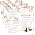 WOODAMORE Funny Baby Shower Games for Girl - Baby Shower Bingo Game Girl, Babies Showers Word Scramble, Floral Babies Showers Activities for 25 Guests, Trivia Mommy Or Daddy Game for Decor (Pack of 3) by Woodamore