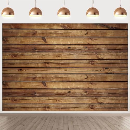 Wood Backdrop for Photoshoot Brown Wooden Panel Rustic Photo Background for Video Zoom Podcast Studio Office Wall Decor Baby Shower Birthday Wedding Party Banner Decorations Polyester Fabric 10x8ft - Image 3