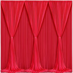 Red Backdrop Curtains 6 Panels-Wrinkle-Free Polyester Photography Drapes Party Photo Backgrounds for Wedding Christmas Photo Backdrops- 24 X10FT (Red) - Image 2