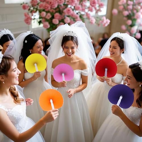 20 Pieces Yellow Round Paper Fans - Image 5