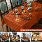SASTYBALE Fall Rectangle Jacquard Tablecloth, Rust/Burnt Orange, 60"x120" - Image 6