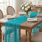 Artoid Mode 6-Pack Pearl Teal Gauze Table Runner 10FT Home Decor - Image 3