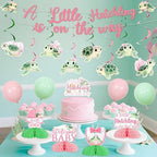 Jollyboom Sea Turtle Baby Shower Decorations Girl, a Little Hatchling Is On The Way Backdrop Banner Cake Topper Hanging Swirls Ceiling Streamers Garland Balloons Table Honeycomb Centerpieces - Image 3