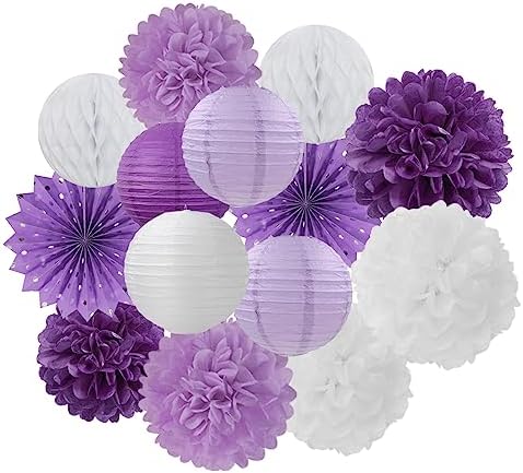 Purple Party Decoration Heart-Garland with Baby Bridal Shower Wedding Engagement Bachelorette Graduation Decor Streamers Paper Lanterns Fans - Image 4