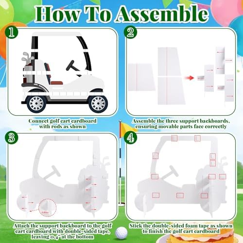 3.94 Ft White Golf Cart Corrugated Plastic Standee Photo Prop - Image 5