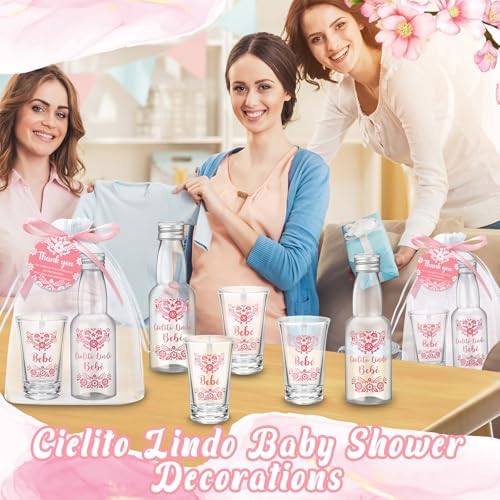 Lemonroad 36 Set Cielito Lindo Baby Shower Favors Clear Shot Glasses, Pink - Image 6