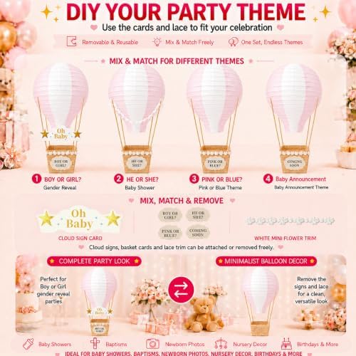 Light Pink Hot Air Balloon Decorations for Baby Shower Table Centerpieces - Image 7