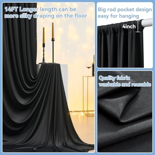 50FTx14FT Black Backdrop Curtains for Wedding Party, Birthday and Halloween - Image 6