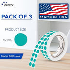 Perco Teal Perforated Round Circle Dot Sticker 1/2-Inch Labels — 3 Rolls, 9,000 Stickers - Planners, Invitations for Aesthetic Coding, Modern Organization & Labeling, Strong Adhesive - Made in USA - Image 2