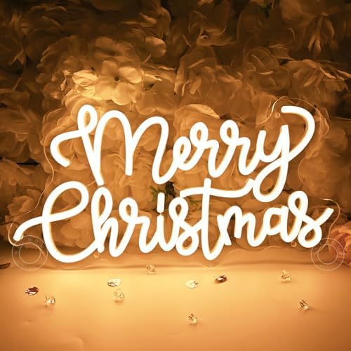 SYLHOME Merry Christmas LED Neon Light Sign Shop Party Window Wall Decor by SYLHOME