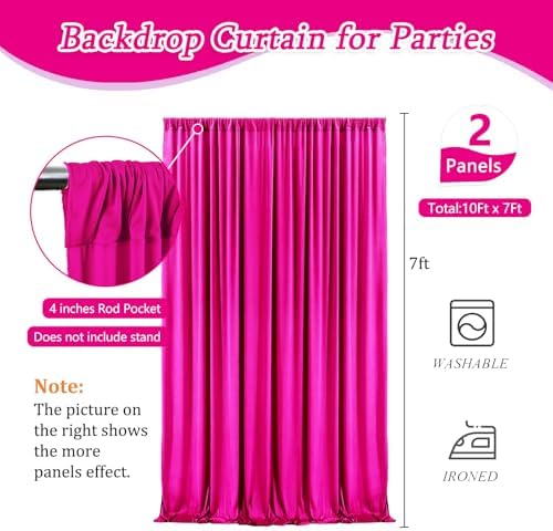 10 x 7 Feet Rose Red Backdrop Curtain for Partie, Background Curtains for Photoshoot, Birthday, Wedding, Halloween, Thanksgiving, Christmas Day, New Year Party Decorations 5Ft x 7Ft, 2 Panels - Image 2